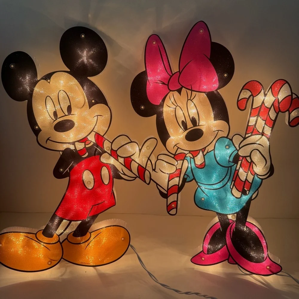 2 Disney MICKEY MINNIE MOUSE Lighted Sculpture 15